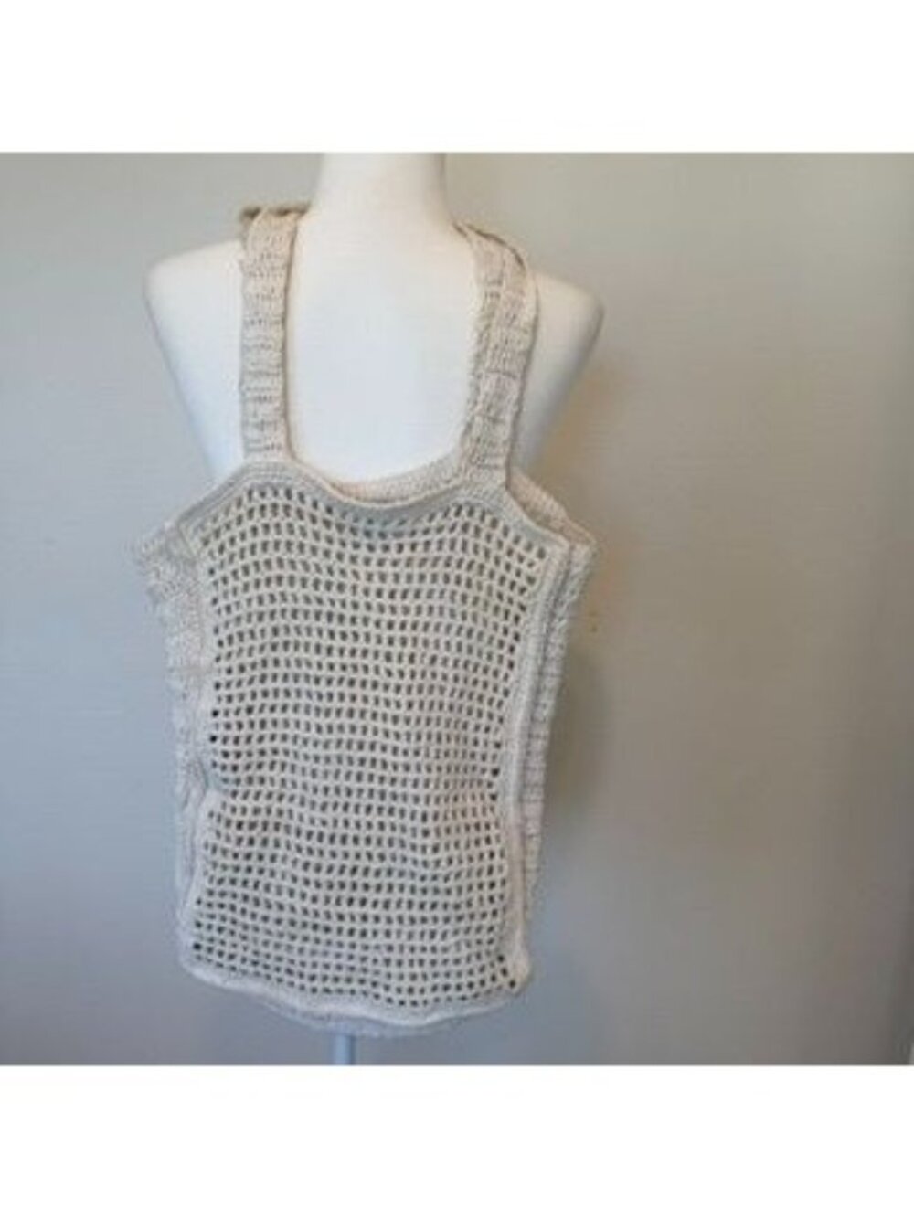 Abercrombie and Fitch Open Crochet Knit Cream Tote Bag